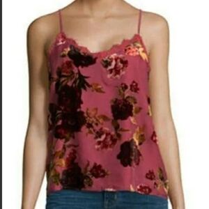 a.n.a‎ ANA Women's Baroque Velvet Rose Floral w Lace Camisole Size Large